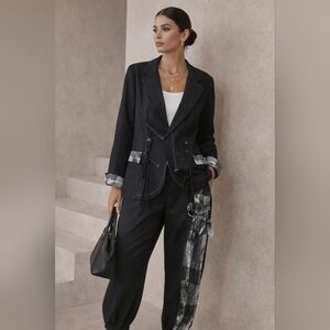 Jane & John | Women's Black and Gray Linen Vest & Pants, Size XL